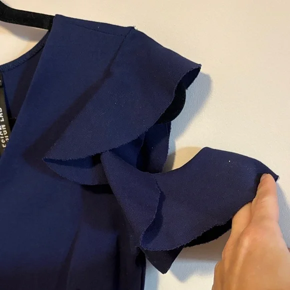 Design Lab Navy Blue Ruffle Sleeve Dress - Picture 4 of 6